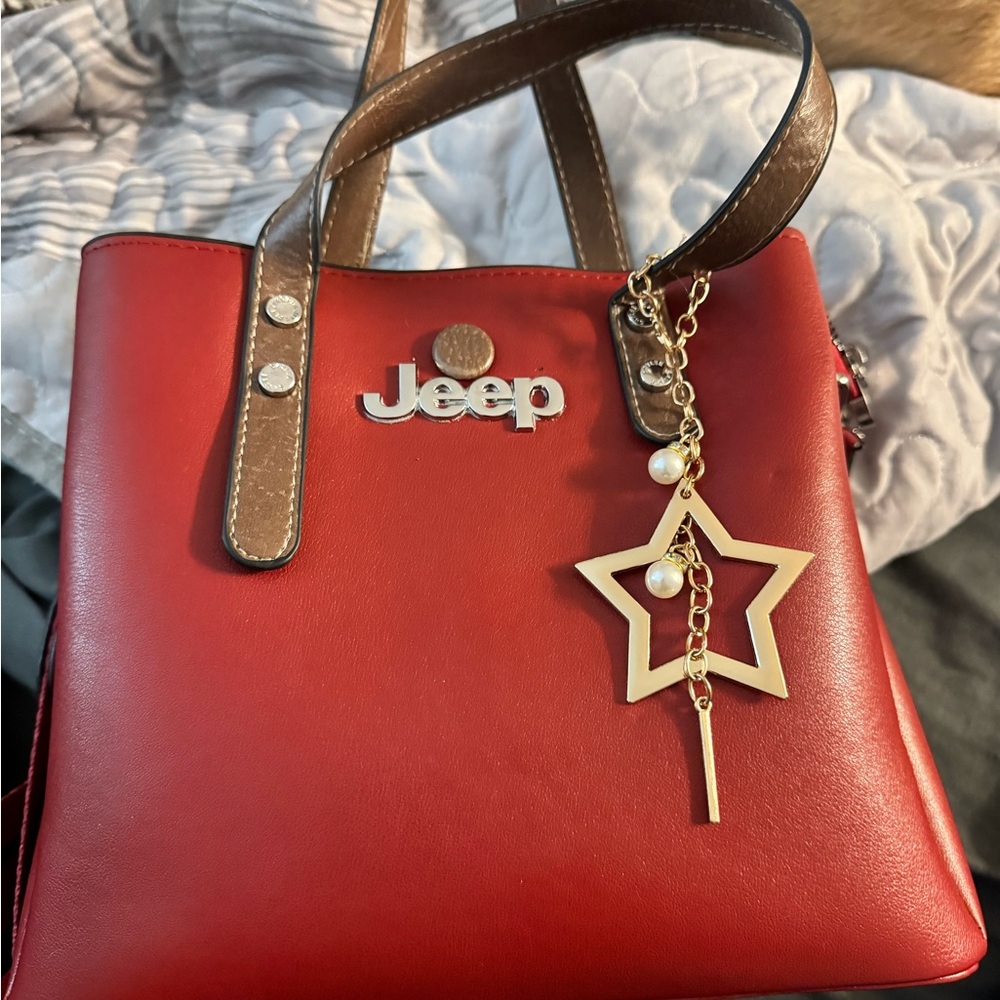 Jeep Red Tote with Star Accent barely used